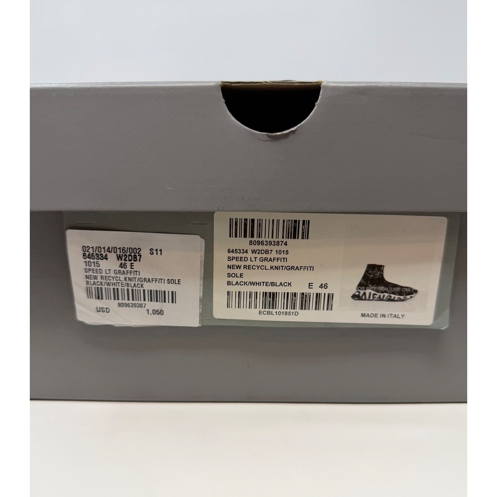 Balenciaga Speed Graffiti Trainer Black/White Size 13 US 46 EU - Picture 9 of 9